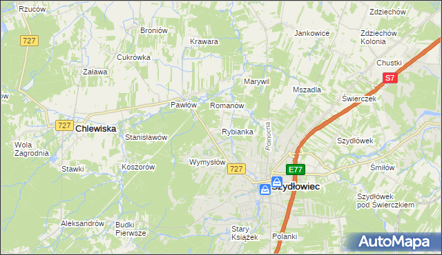 mapa Rybianka, Rybianka na mapie Targeo