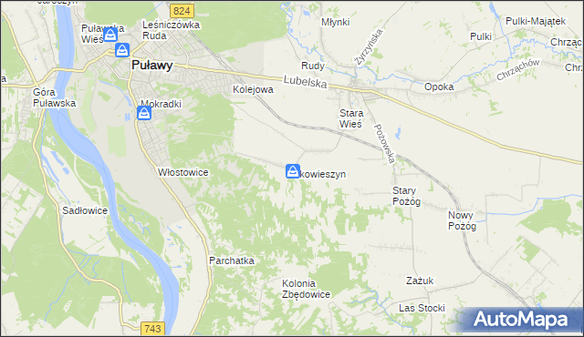 mapa Skowieszyn, Skowieszyn na mapie Targeo