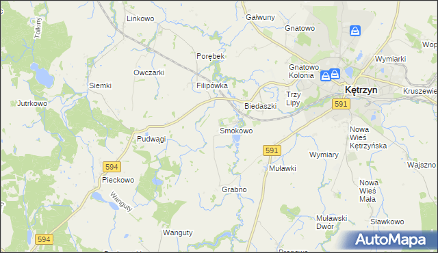 mapa Smokowo gmina Kętrzyn, Smokowo gmina Kętrzyn na mapie Targeo