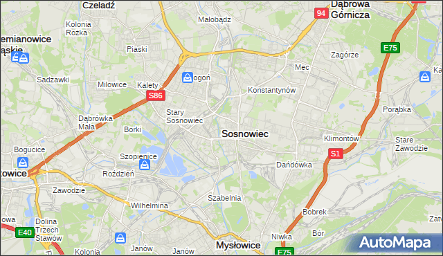 mapa Sosnowca, Sosnowiec na mapie Targeo