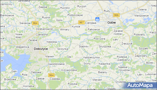 mapa Stadniki gmina Dobczyce, Stadniki gmina Dobczyce na mapie Targeo