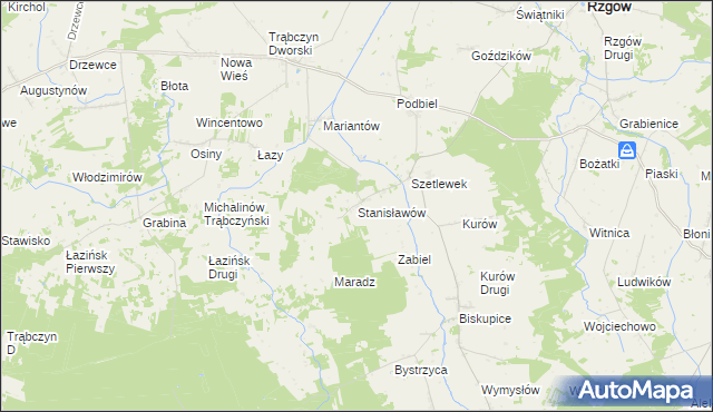 mapa Stanisławów gmina Zagórów, Stanisławów gmina Zagórów na mapie Targeo