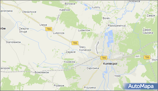 mapa Stary Koniecpol, Stary Koniecpol na mapie Targeo