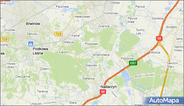 mapa Strzeniówka, Strzeniówka na mapie Targeo