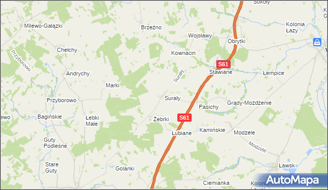 mapa Surały, Surały na mapie Targeo