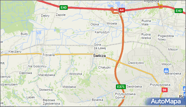 mapa Świlcza, Świlcza na mapie Targeo