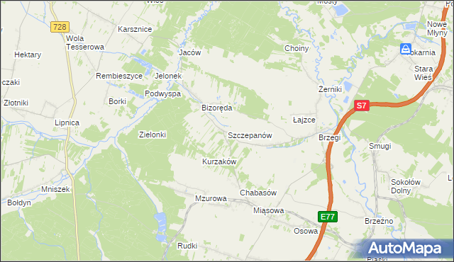 mapa Szczepanów gmina Sobków, Szczepanów gmina Sobków na mapie Targeo