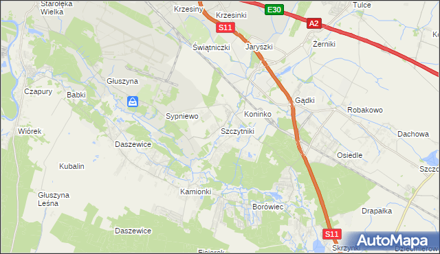 mapa Szczytniki gmina Kórnik, Szczytniki gmina Kórnik na mapie Targeo