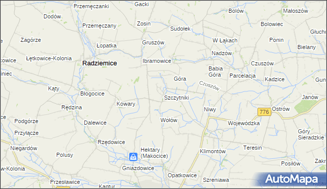 mapa Szczytniki gmina Proszowice, Szczytniki gmina Proszowice na mapie Targeo