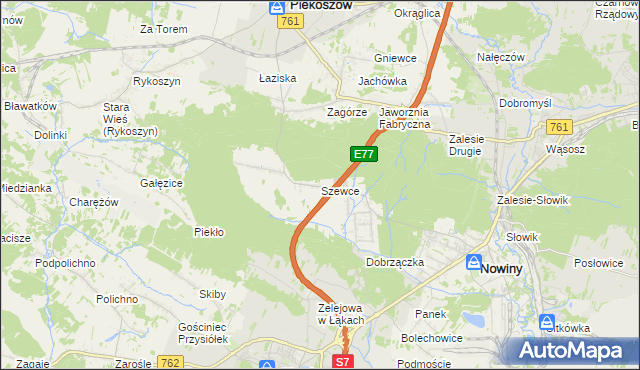 mapa Szewce gmina Sitkówka-Nowiny, Szewce gmina Sitkówka-Nowiny na mapie Targeo