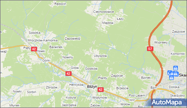 mapa Ubyszów, Ubyszów na mapie Targeo