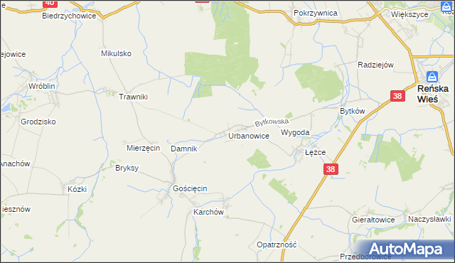 mapa Urbanowice, Urbanowice na mapie Targeo