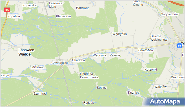 mapa Wędrynia, Wędrynia na mapie Targeo
