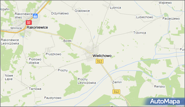 mapa Wielichowo powiat grodziski, Wielichowo powiat grodziski na mapie Targeo
