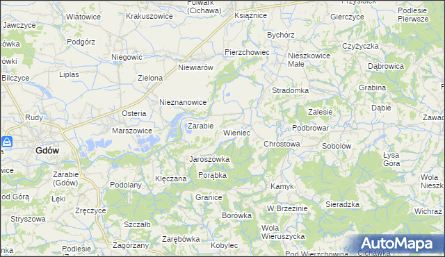 mapa Wieniec gmina Gdów, Wieniec gmina Gdów na mapie Targeo