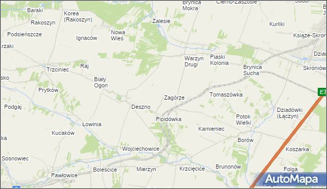 mapa Zagórze gmina Nagłowice, Zagórze gmina Nagłowice na mapie Targeo