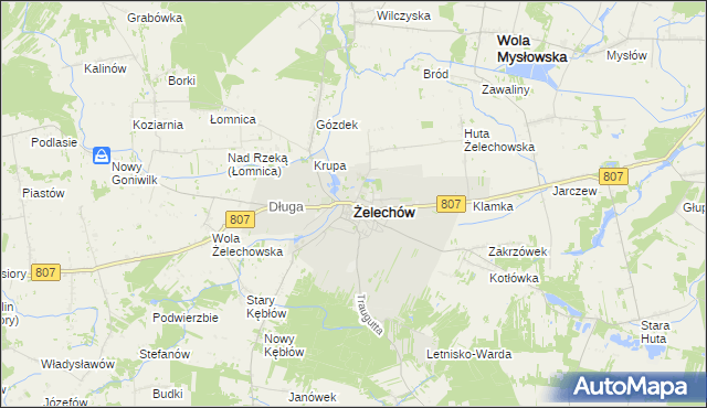 mapa Żelechów powiat garwoliński, Żelechów powiat garwoliński na mapie Targeo