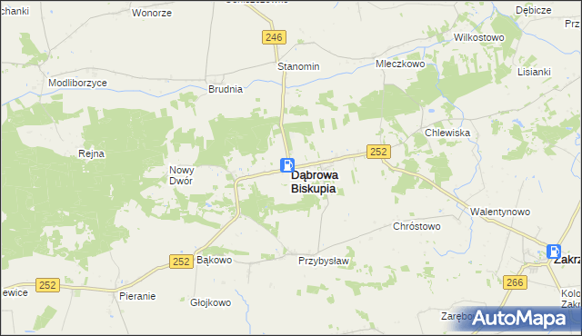 mapa Dąbrowa Biskupia, Dąbrowa Biskupia na mapie Targeo