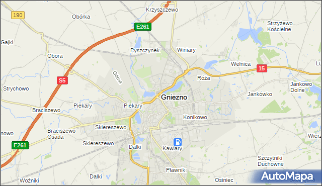 mapa Gniezna, Gniezno na mapie Targeo