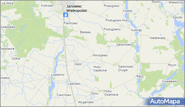 mapa Miniszewo, Miniszewo na mapie Targeo