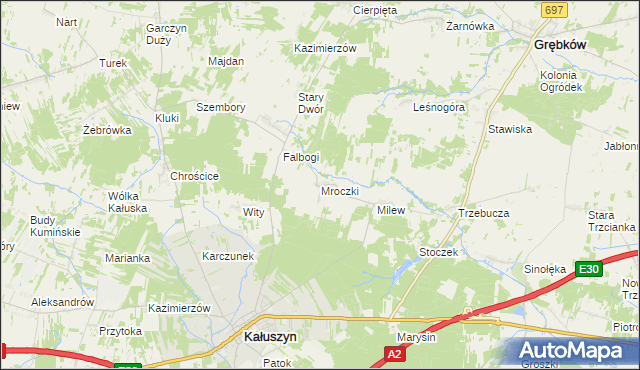 mapa Mroczki gmina Kałuszyn, Mroczki gmina Kałuszyn na mapie Targeo