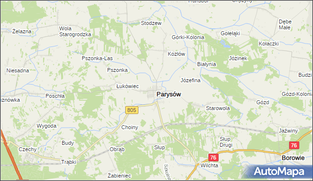 mapa Parysów, Parysów na mapie Targeo