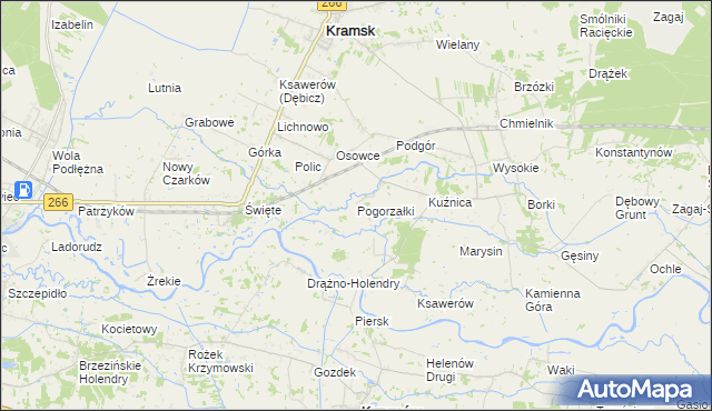 mapa Pogorzałki gmina Kramsk, Pogorzałki gmina Kramsk na mapie Targeo