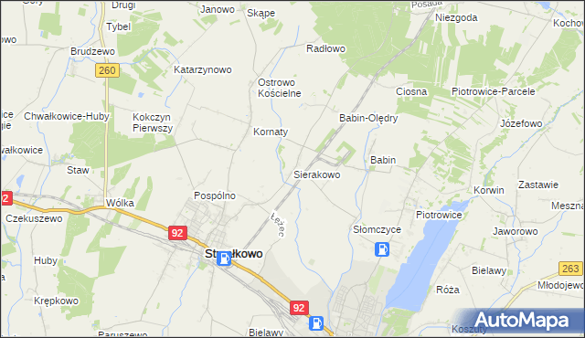 mapa Sierakowo gmina Strzałkowo, Sierakowo gmina Strzałkowo na mapie Targeo