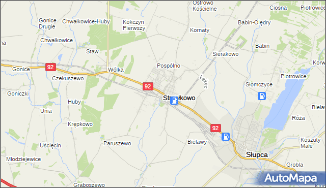 mapa Strzałkowo powiat słupecki, Strzałkowo powiat słupecki na mapie Targeo