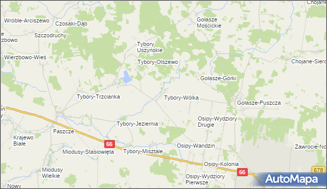 mapa Tybory-Wólka, Tybory-Wólka na mapie Targeo