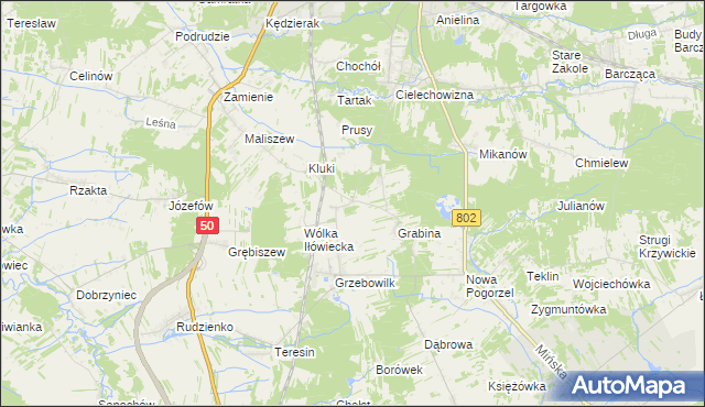 mapa Iłówiec gmina Mińsk Mazowiecki, Iłówiec gmina Mińsk Mazowiecki na mapie Targeo