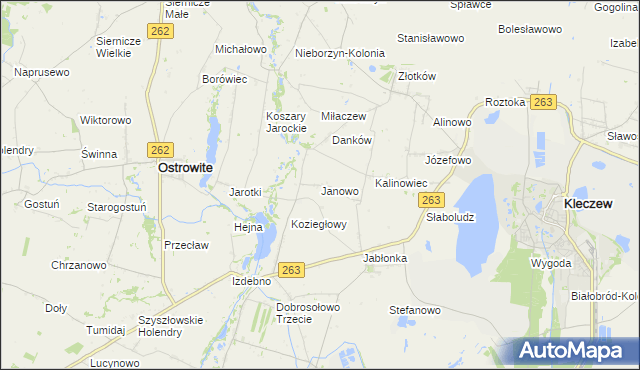 mapa Janowo gmina Kleczew, Janowo gmina Kleczew na mapie Targeo