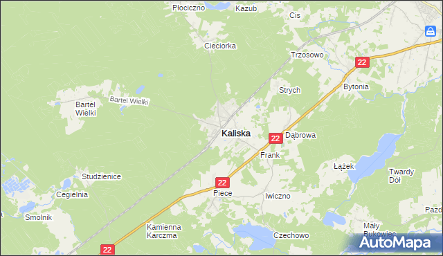 mapa Kaliska powiat starogardzki, Kaliska powiat starogardzki na mapie Targeo