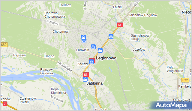 mapa Legionowo, Legionowo na mapie Targeo