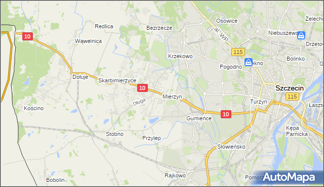 mapa Mierzyn gmina Dobra (Szczecińska), Mierzyn gmina Dobra (Szczecińska) na mapie Targeo