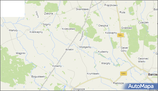 mapa Modgarby, Modgarby na mapie Targeo