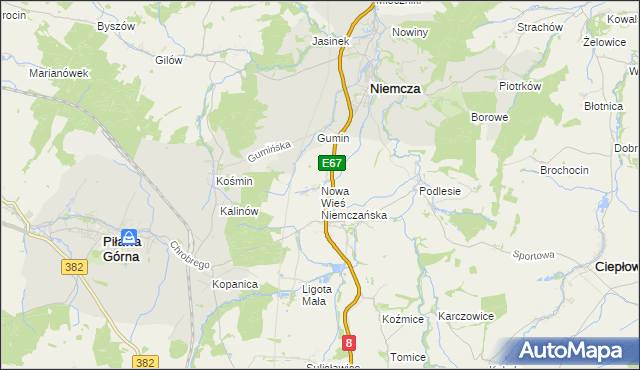 mapa Nowa Wieś Niemczańska, Nowa Wieś Niemczańska na mapie Targeo