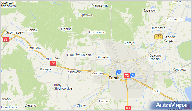 mapa Obrzębin, Obrzębin na mapie Targeo