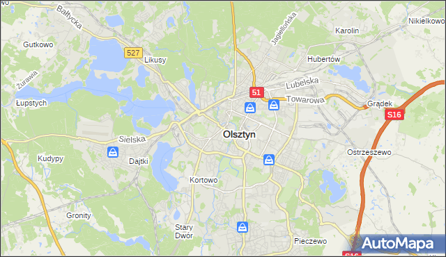 mapa Olsztyna, Olsztyn na mapie Targeo