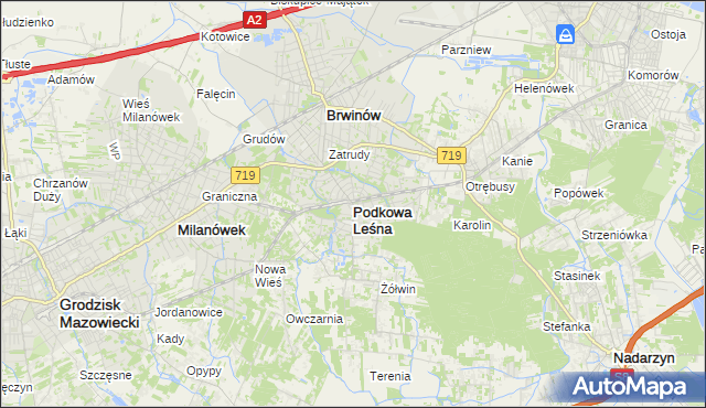 mapa Podkowa Leśna, Podkowa Leśna na mapie Targeo