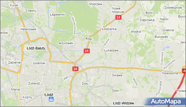 mapa Różki gmina Łódź, Różki gmina Łódź na mapie Targeo