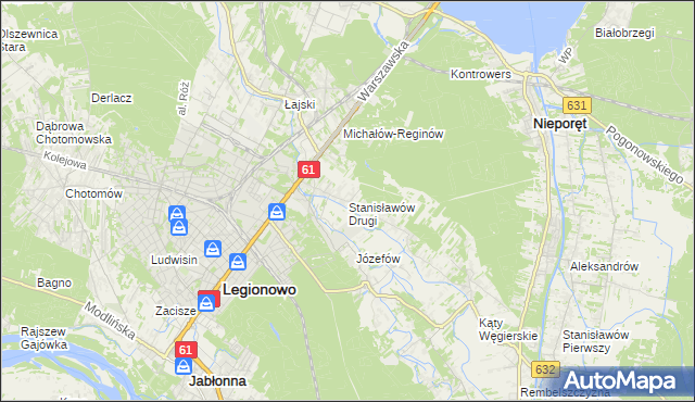 mapa Stanisławów Drugi gmina Nieporęt, Stanisławów Drugi gmina Nieporęt na mapie Targeo