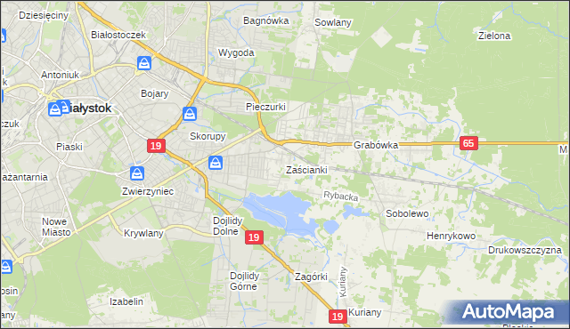 mapa Zaścianki gmina Supraśl, Zaścianki gmina Supraśl na mapie Targeo