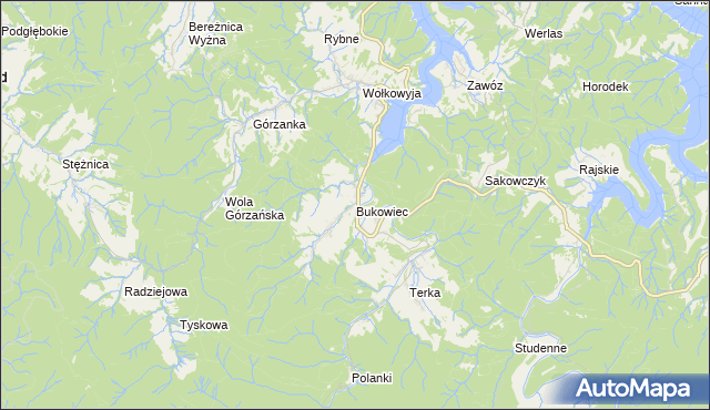 mapa Bukowiec gmina Solina, Bukowiec gmina Solina na mapie Targeo