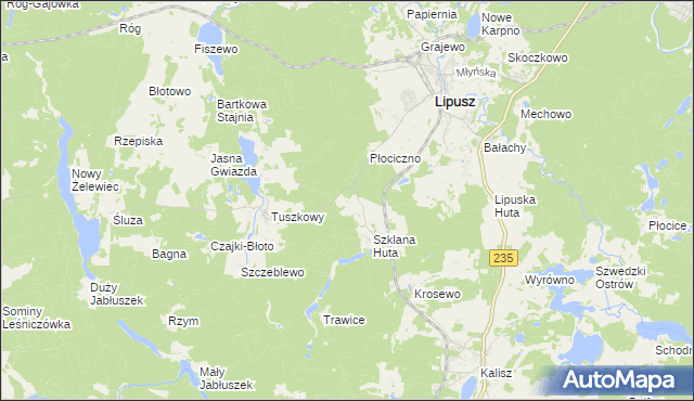 mapa Dębowa Góra gmina Lipusz, Dębowa Góra gmina Lipusz na mapie Targeo