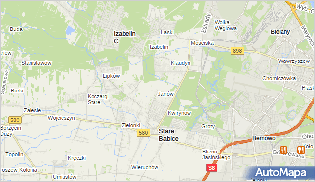 mapa Janów gmina Stare Babice, Janów gmina Stare Babice na mapie Targeo