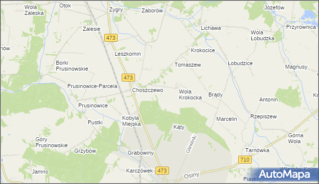 mapa Kornaty gmina Szadek, Kornaty gmina Szadek na mapie Targeo