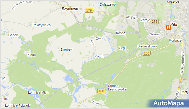 mapa Kotuń gmina Szydłowo, Kotuń gmina Szydłowo na mapie Targeo