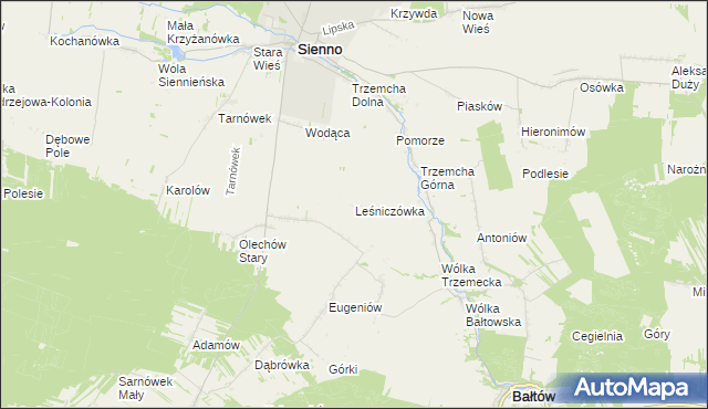 mapa Leśniczówka gmina Sienno, Leśniczówka gmina Sienno na mapie Targeo