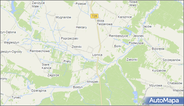 mapa Lipnica gmina Małogoszcz, Lipnica gmina Małogoszcz na mapie Targeo